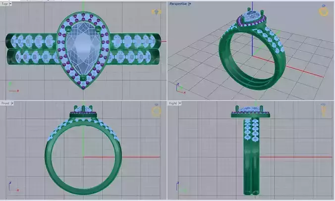 3DM Pear shape bridal set for women