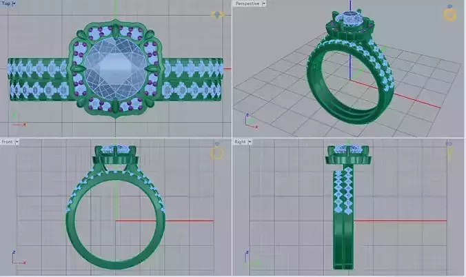 3DM Halo stones ring set for her