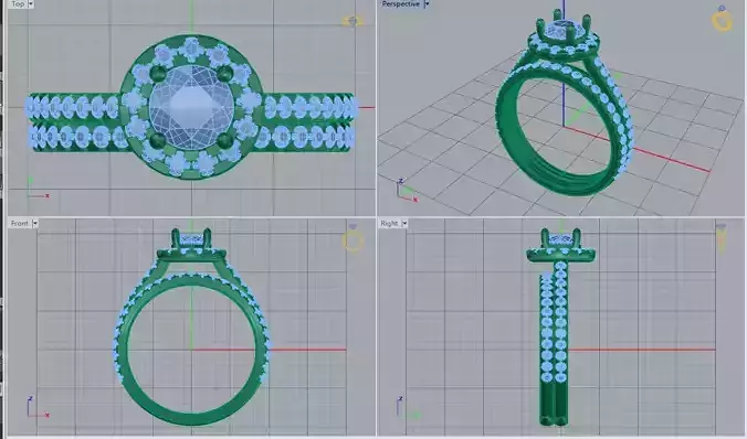 3DM Halo stones bridal set for women