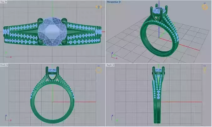 3DM Double band bridal set for her