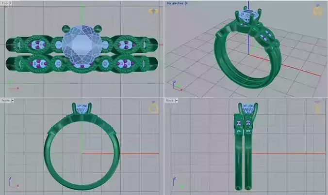 3DM Dainty stones ring set