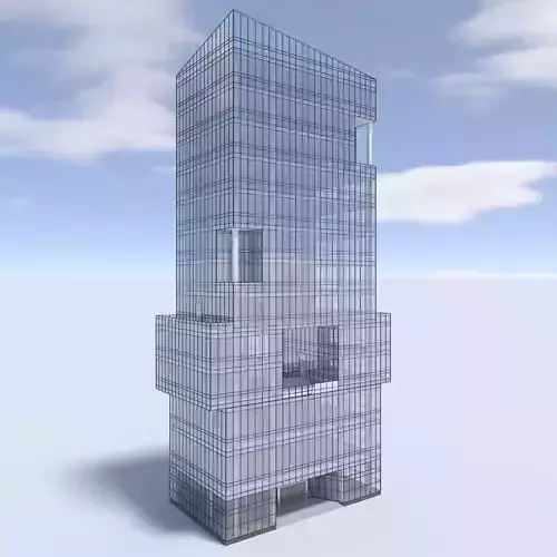 Tower 3 tall glass building on cloudy day 3D model