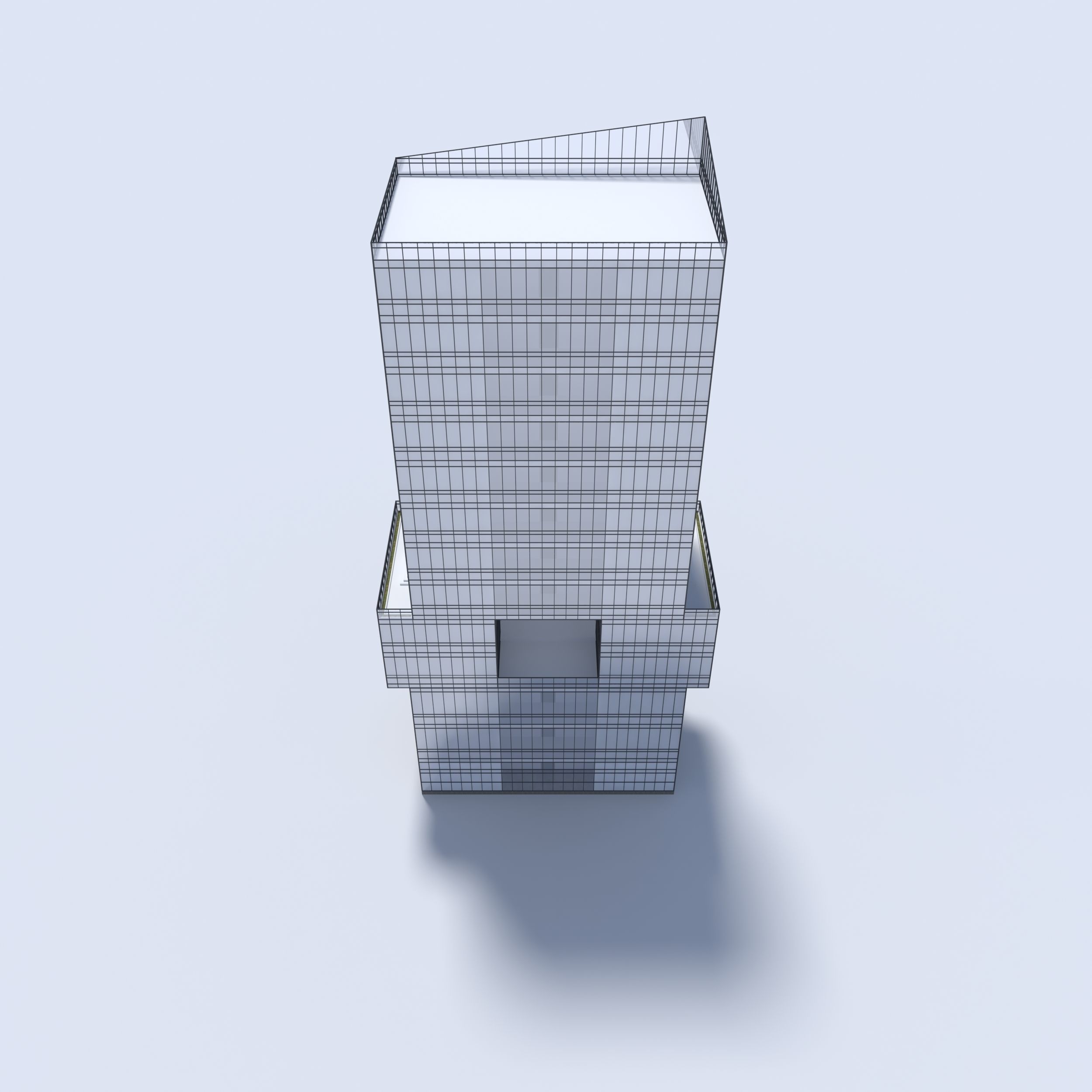 Tower 3 tall glass building on cloudy day 3D model_24