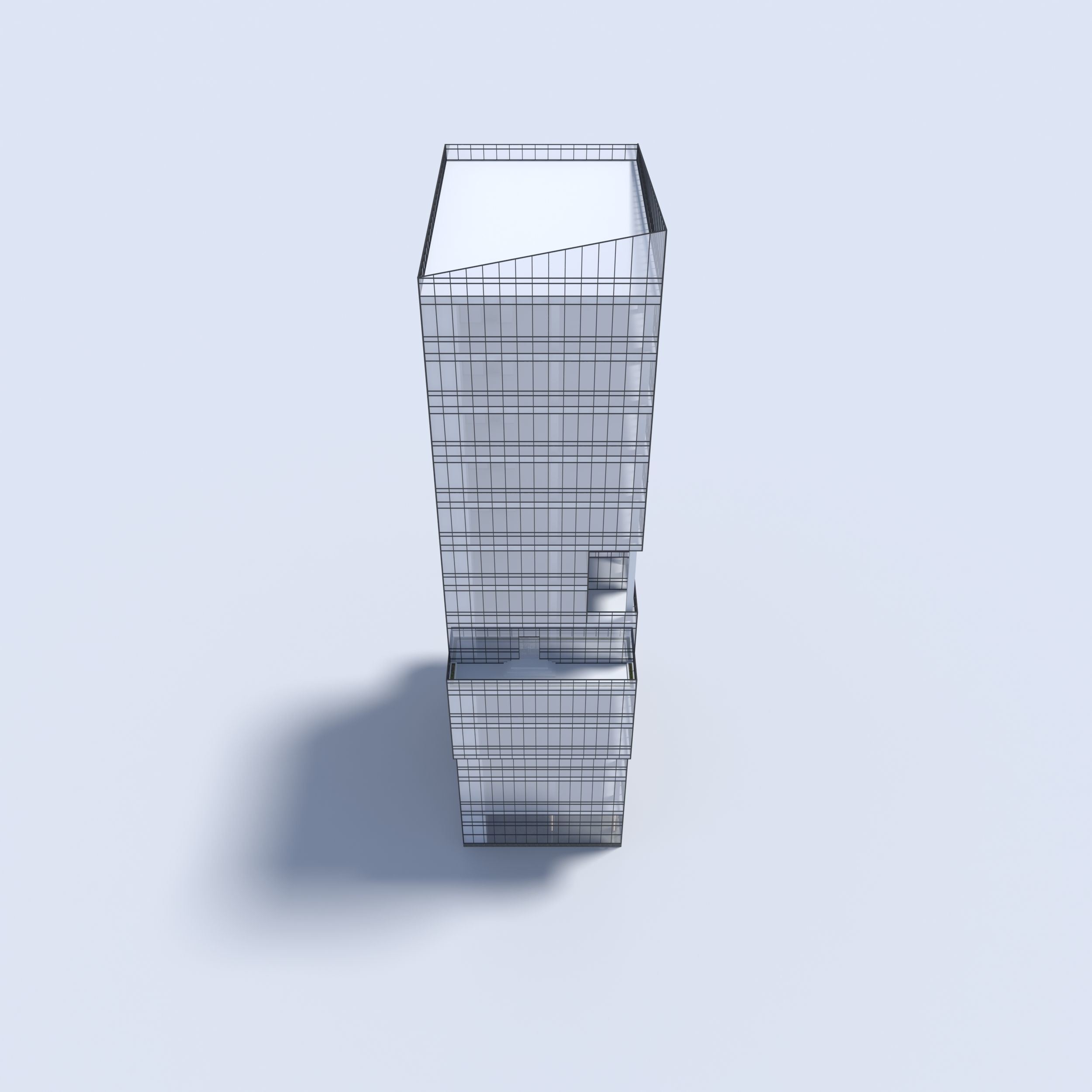 Tower 3 tall glass building on cloudy day 3D model_26