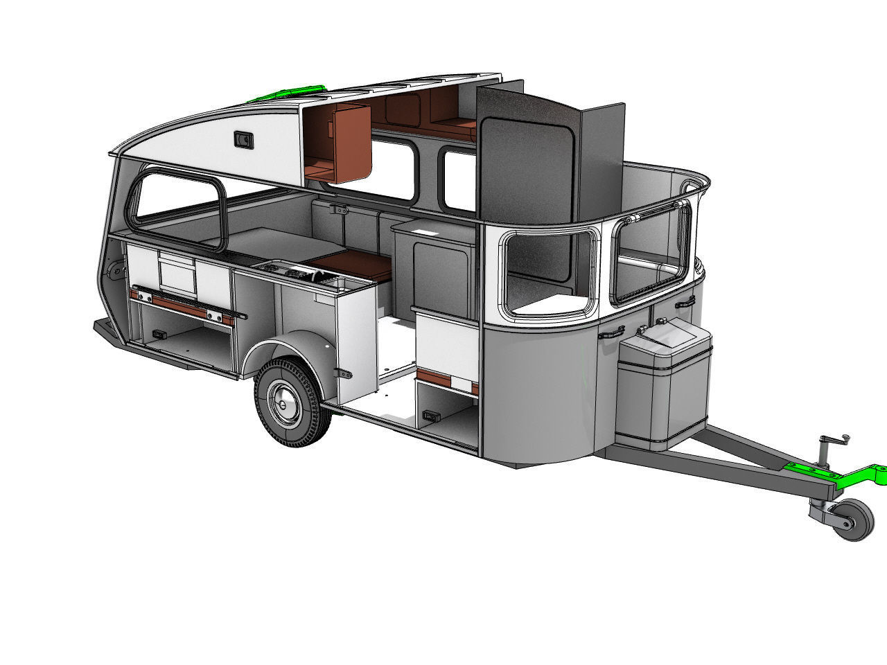 vintage camper trailer for 1 to 10 scale 3D print 3D print model_1