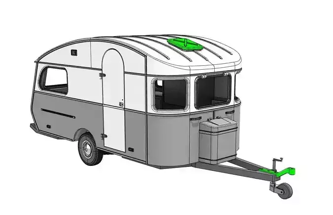 vintage camper trailer for 1 to 10 scale 3D print 3D print model