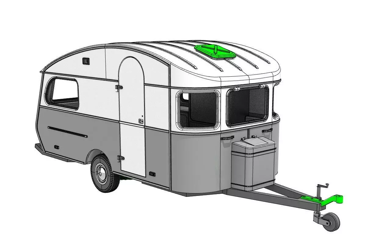 vintage camper trailer for 1 to 10 scale 3D print 3D print model_0