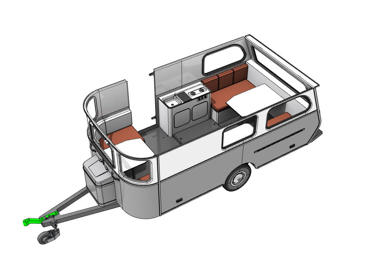 vintage camper trailer for 1 to 10 scale 3D print 3D print model_3