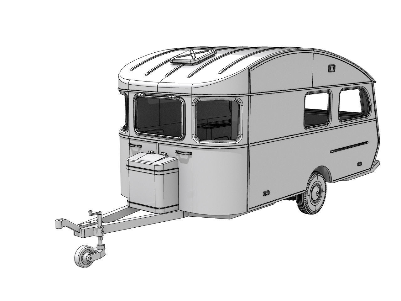 vintage camper trailer for 1 to 10 scale 3D print 3D print model_10