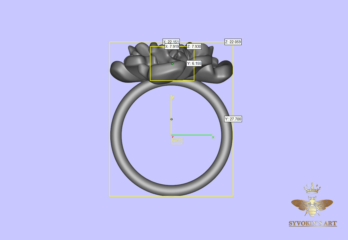 Flower ring 3mm stone 3D print model 3D print model_14