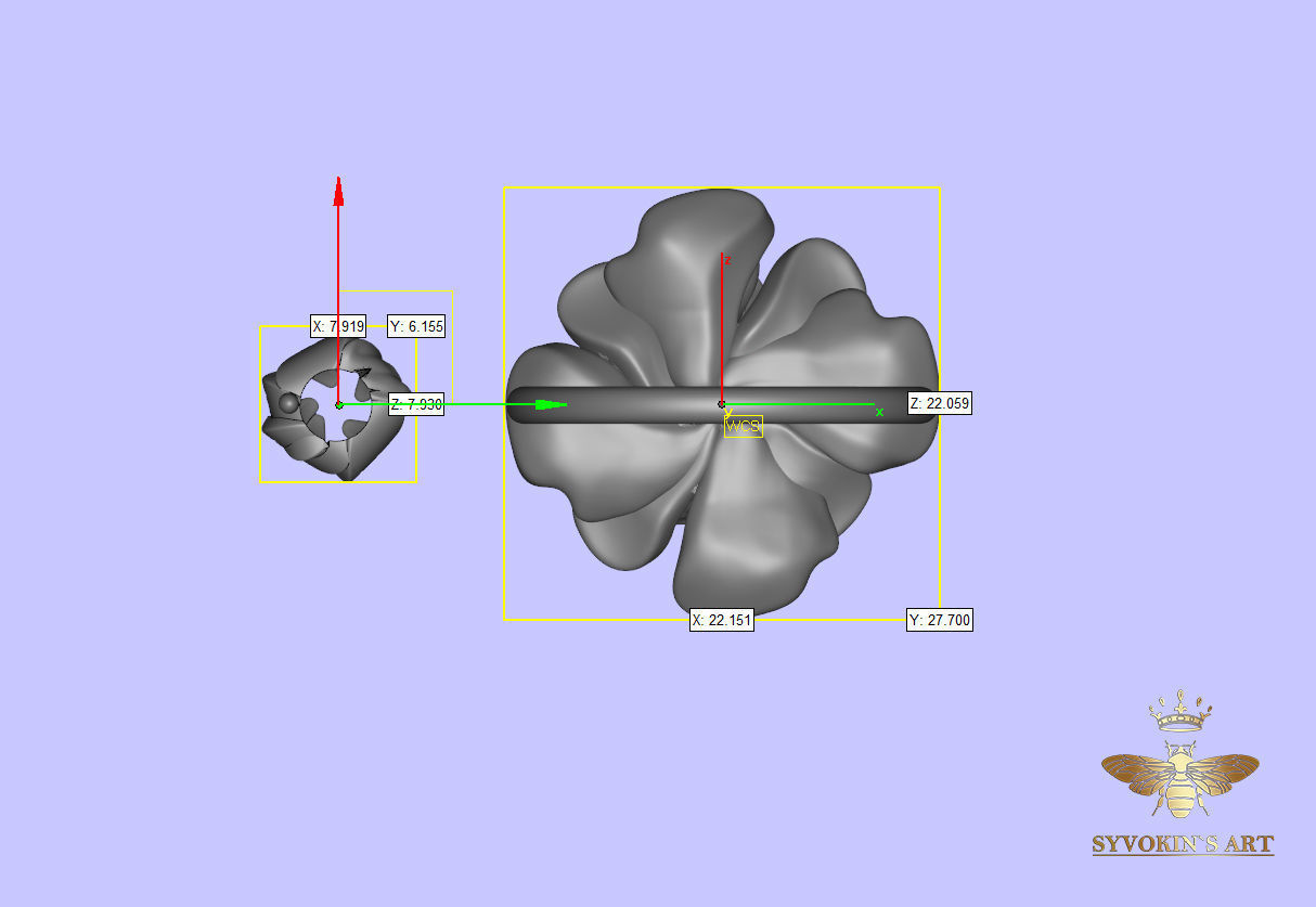 Flower ring 3mm stone 3D print model 3D print model_12