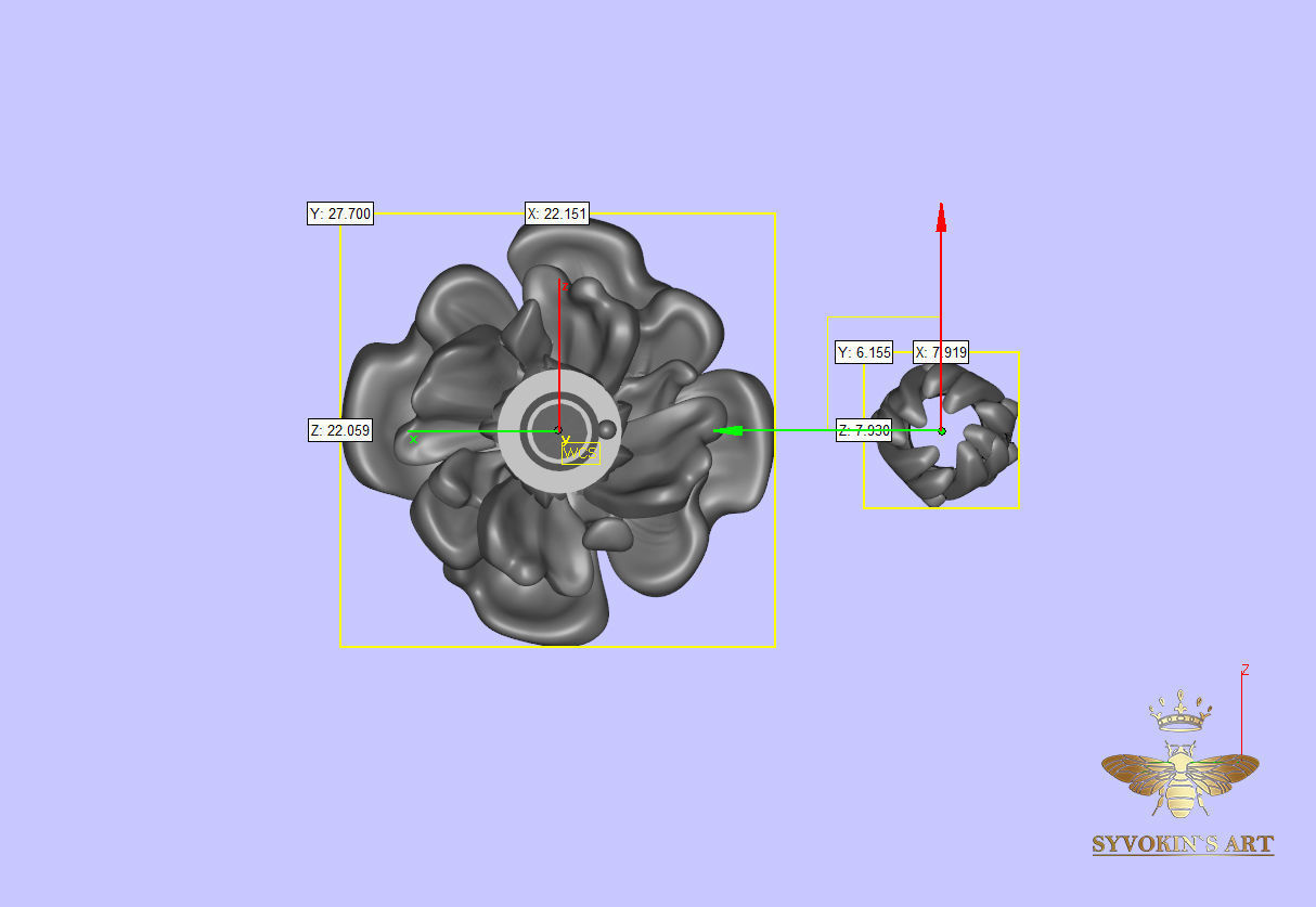 Flower ring 3mm stone 3D print model 3D print model_11