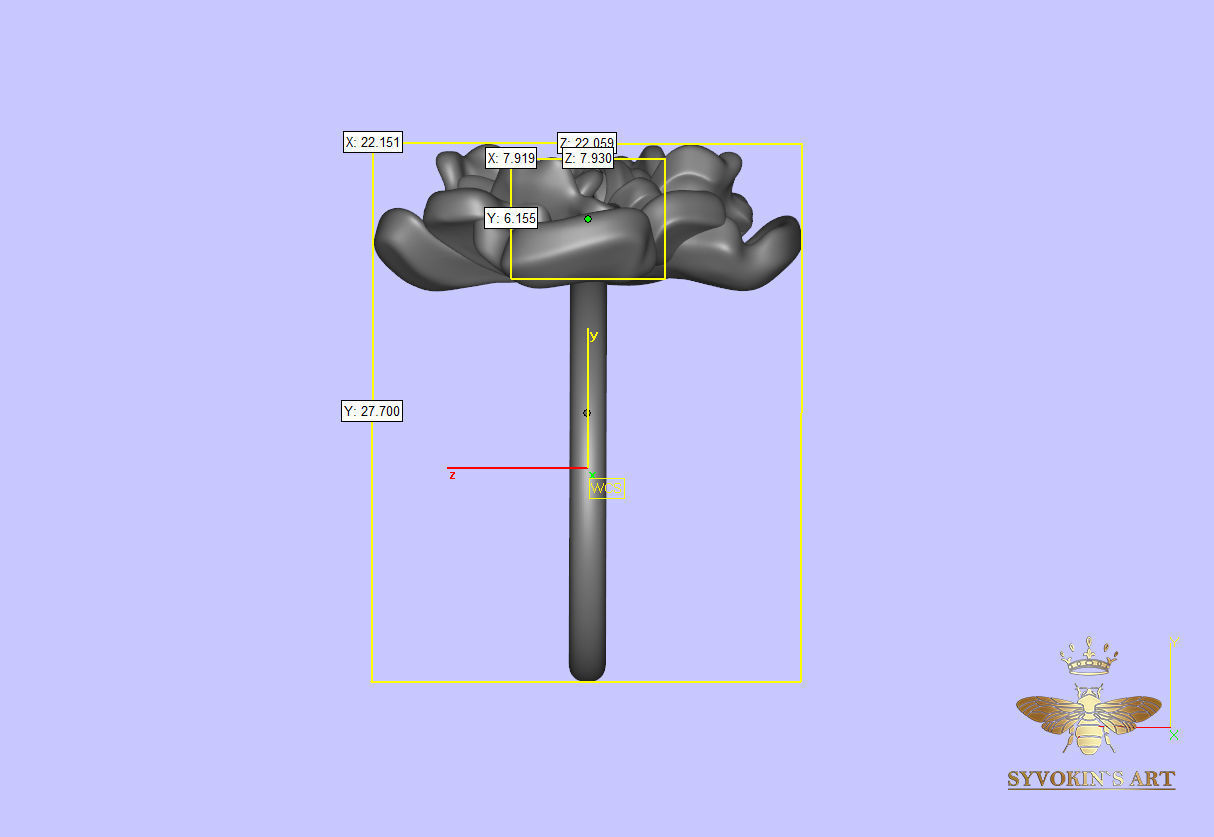Flower ring 3mm stone 3D print model 3D print model_8