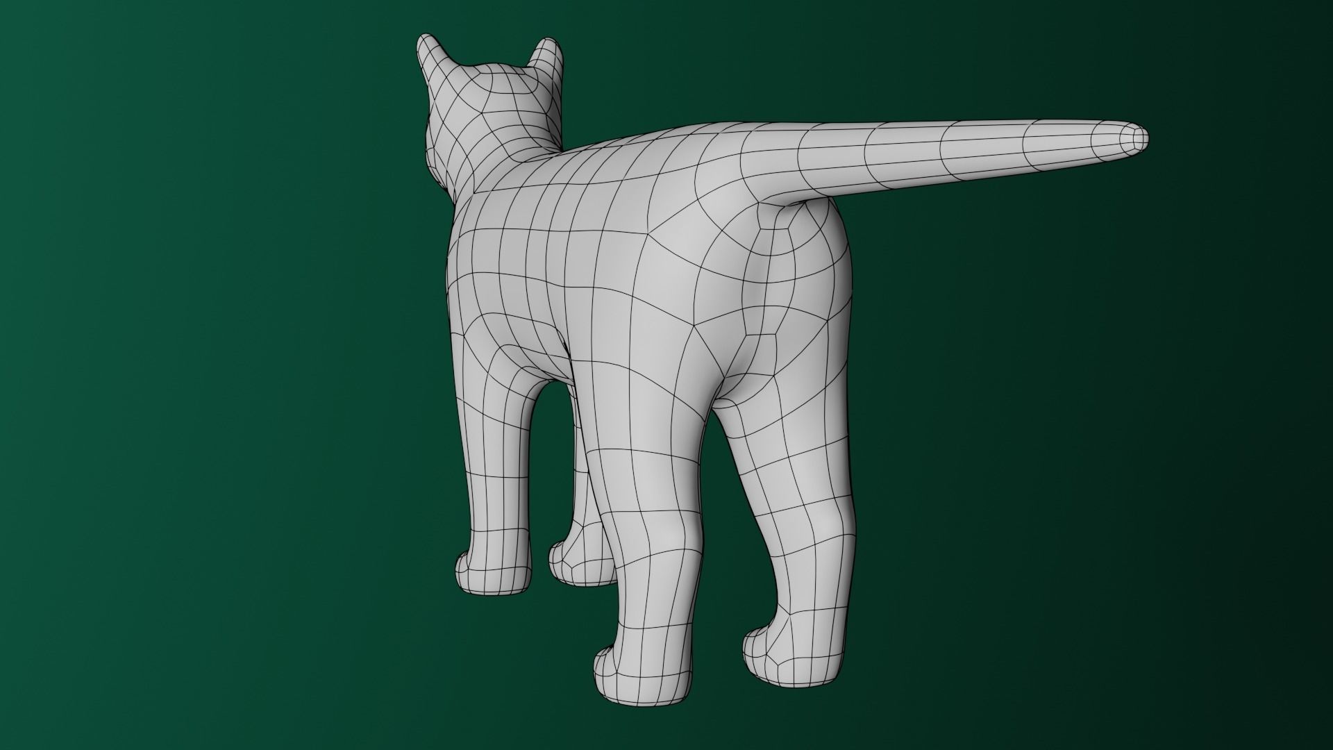 Low Poly Cat Base Mesh Low-poly 3D model_3