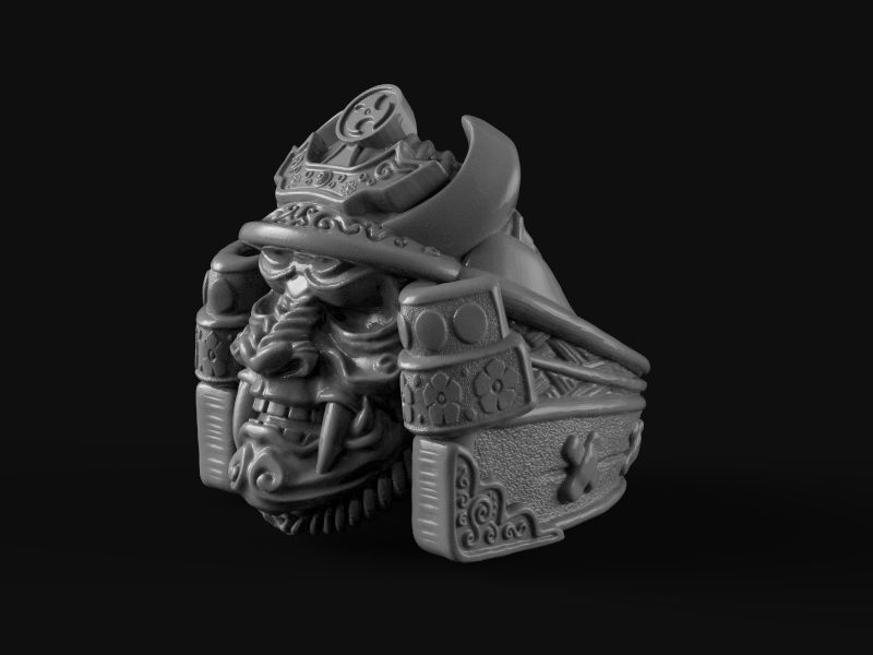 Samurai head mask ring 3d model for 3d printing 3D print model 3D print model_17