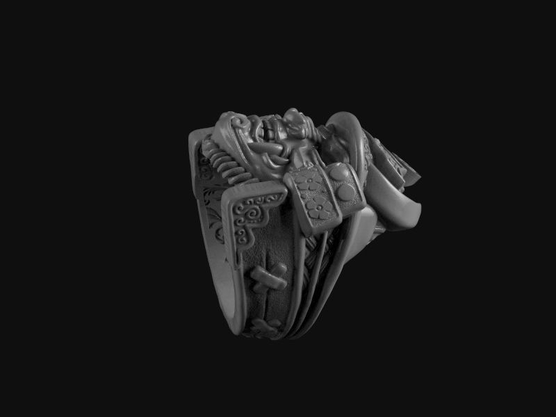 Samurai head mask ring 3d model for 3d printing 3D print model 3D print model_25