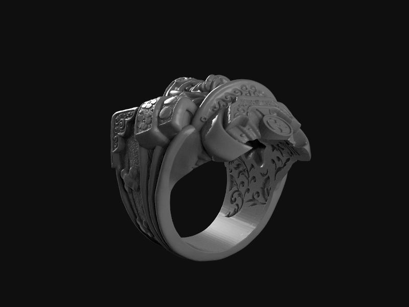 Samurai head mask ring 3d model for 3d printing 3D print model 3D print model_26