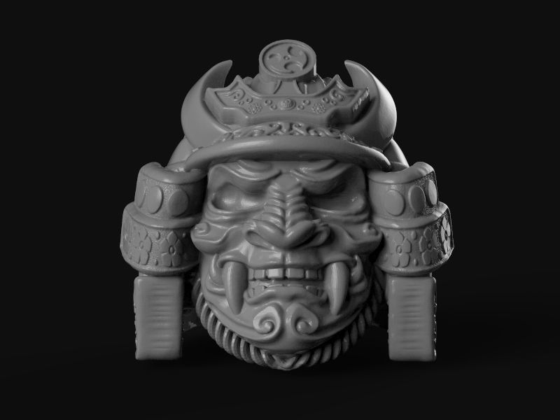 Samurai head mask ring 3d model for 3d printing 3D print model 3D print model_22