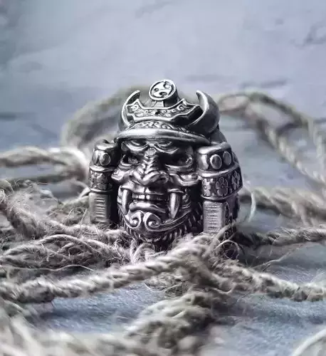 Samurai head mask ring 3d model for 3d printing 3D print model 3D print model