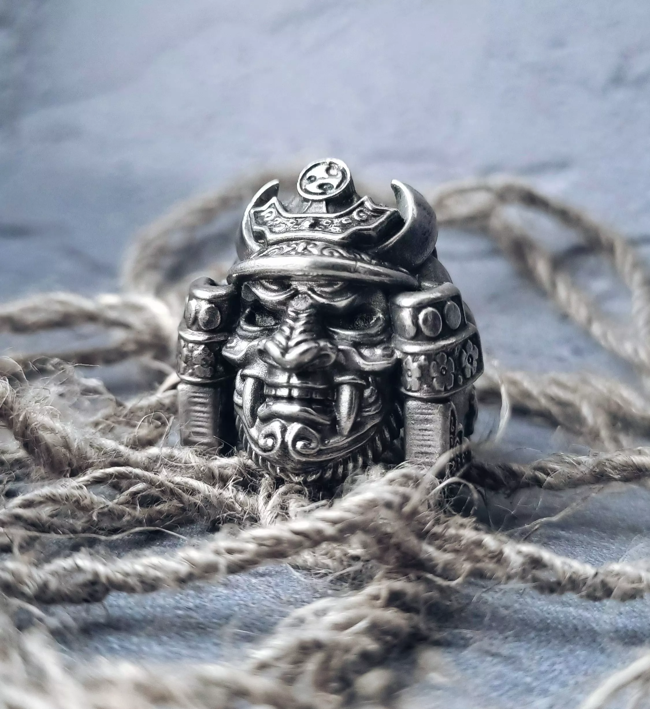 Samurai head mask ring 3d model for 3d printing 3D print model 3D print model_0