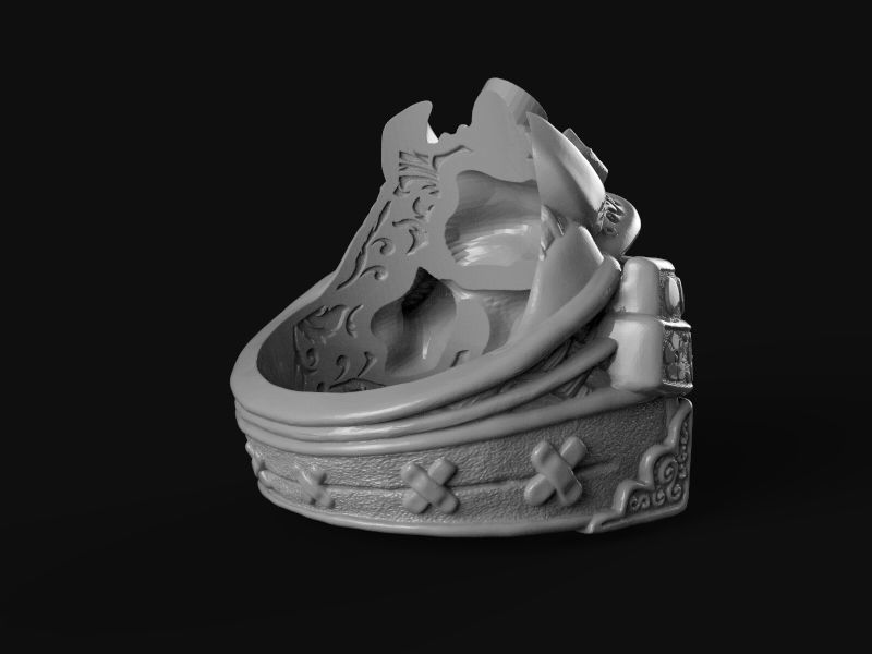 Samurai head mask ring 3d model for 3d printing 3D print model 3D print model_20