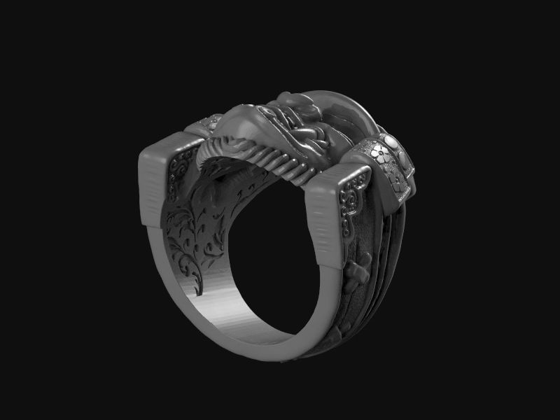 Samurai head mask ring 3d model for 3d printing 3D print model 3D print model_24