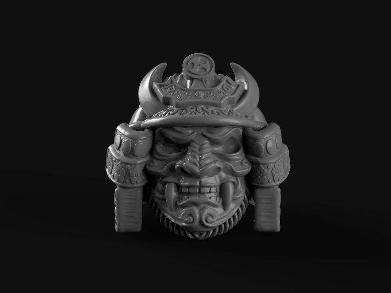 Samurai head mask ring 3d model for 3d printing 3D print model 3D print model_16