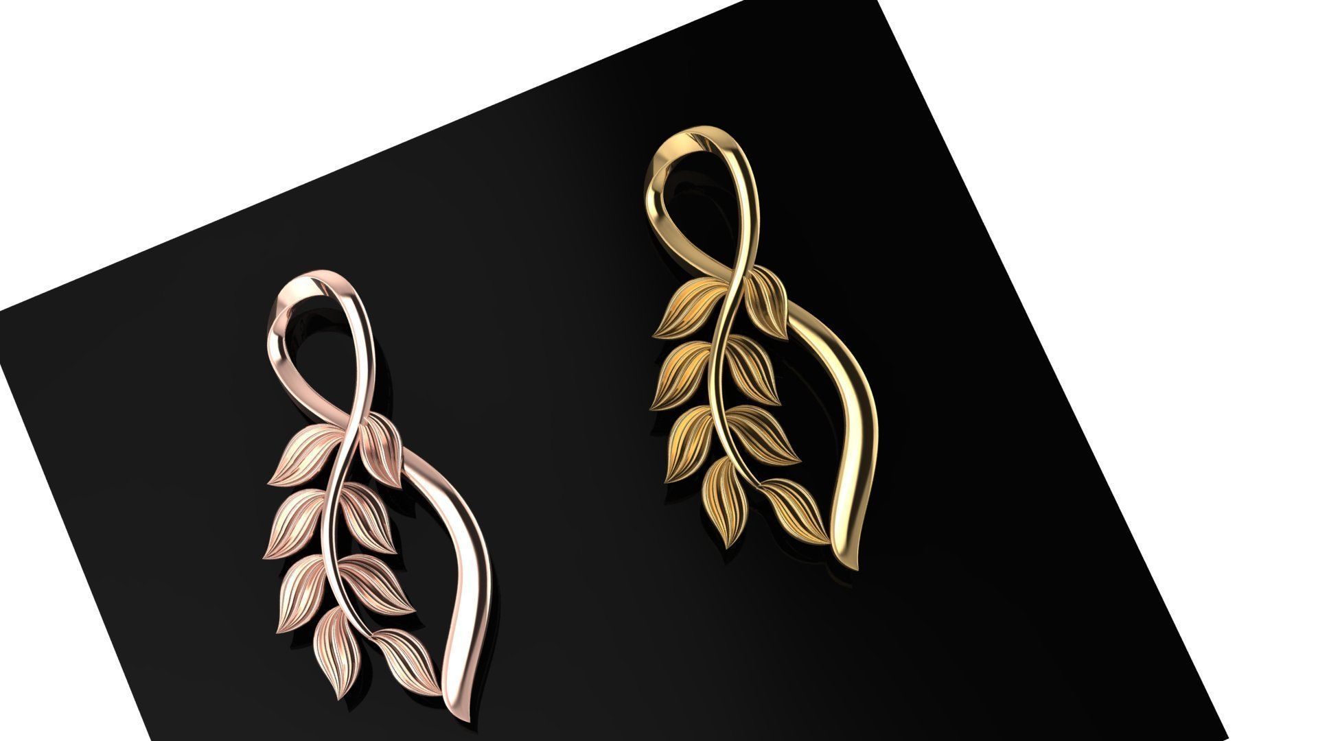 leaf pendant twist 3D print model_2