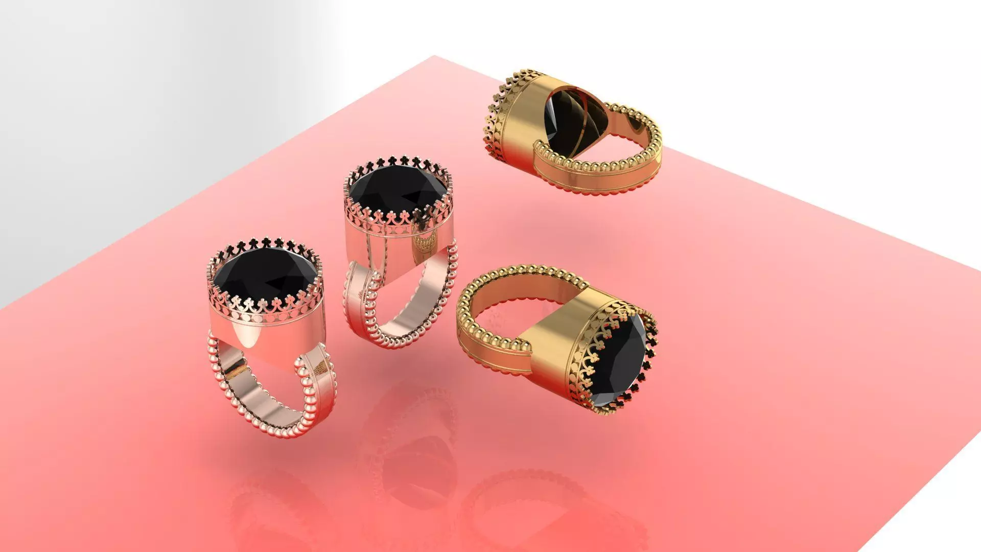 oval shape gents antique ring 3D print model