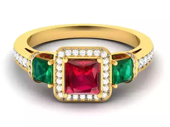 Solitaire Engagement Wedding Women Princess Stone Ring 3D print model