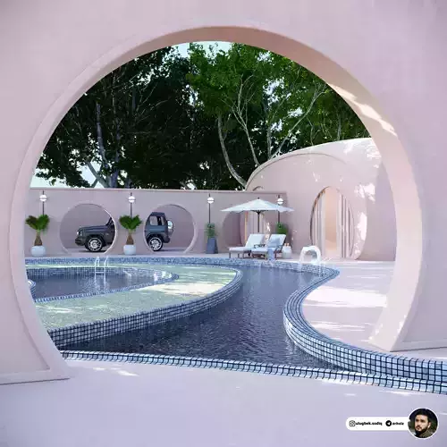 Swimming pool between beautiful scenery