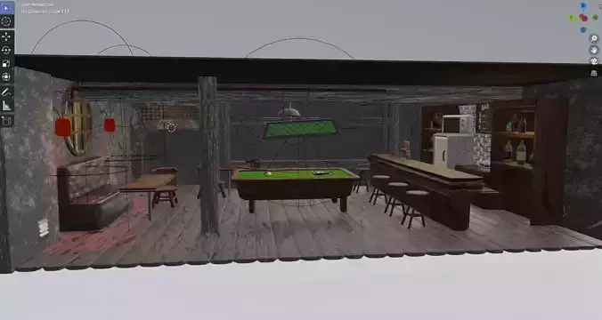 Bar with Pool Table Free 3D model