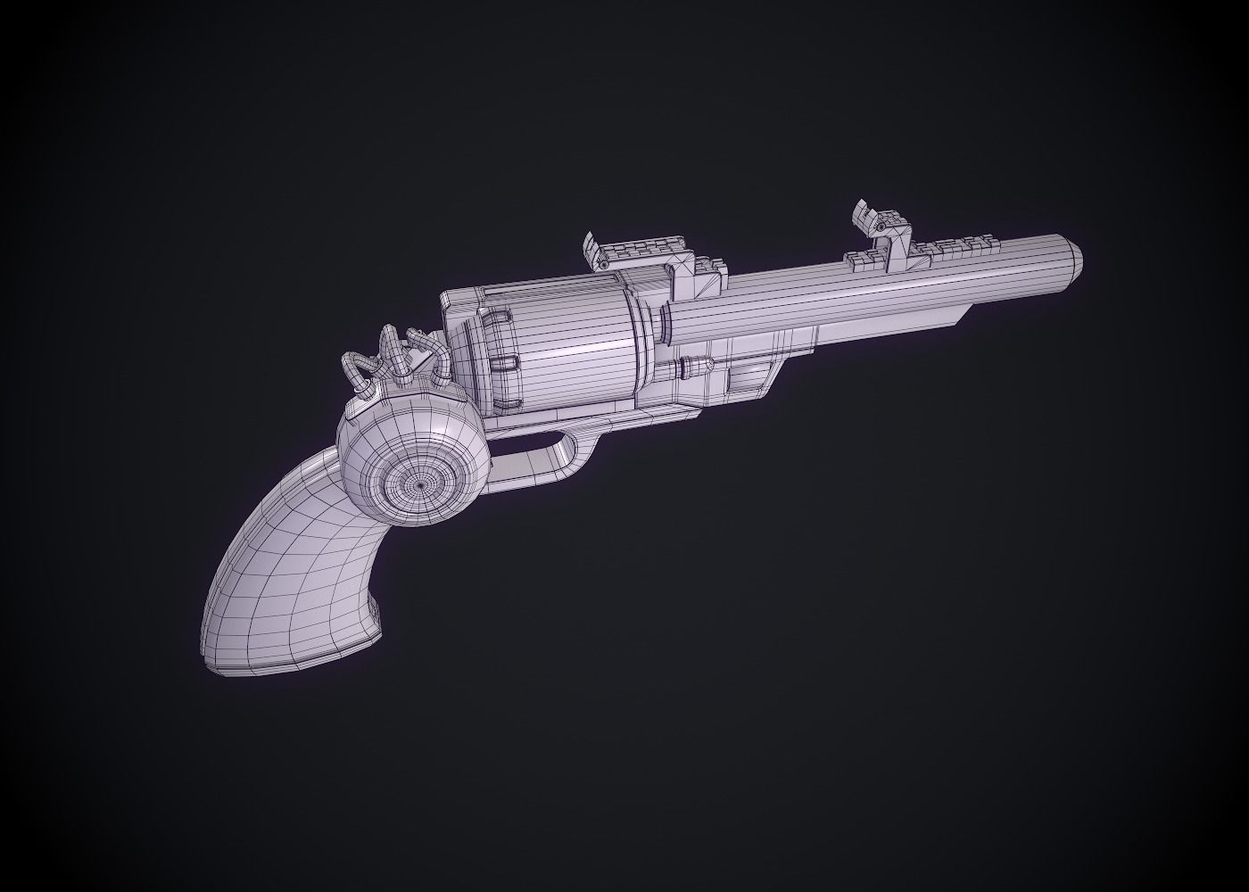 Sci-Fi Revolver Low-poly 3D model_7