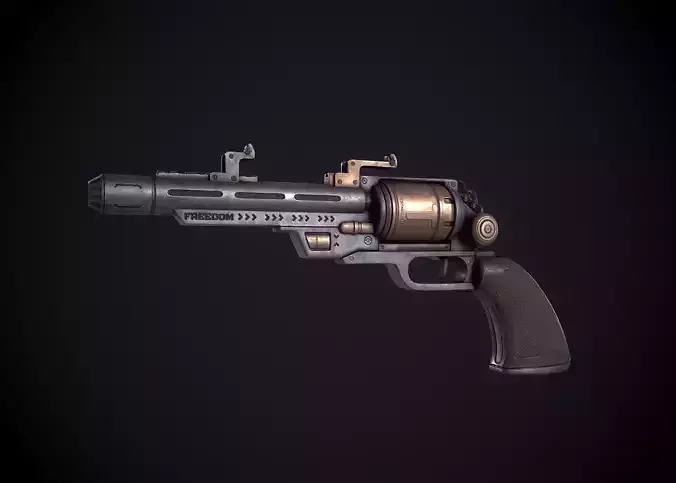 Sci-Fi Revolver Low-poly 3D model