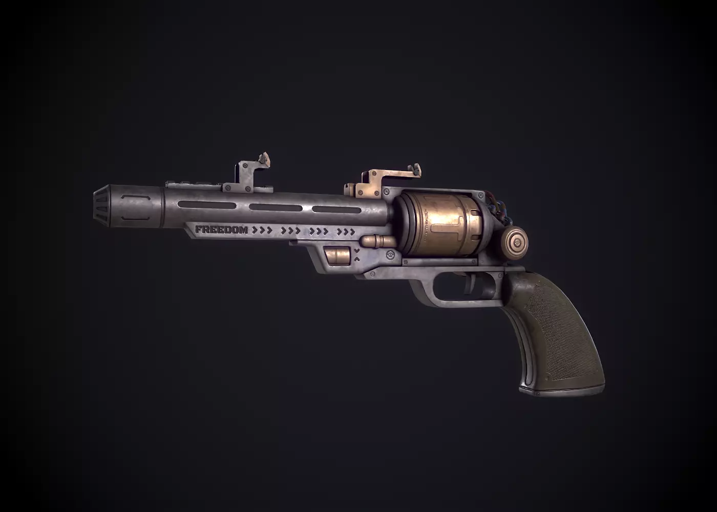 Sci-Fi Revolver Low-poly 3D model_0