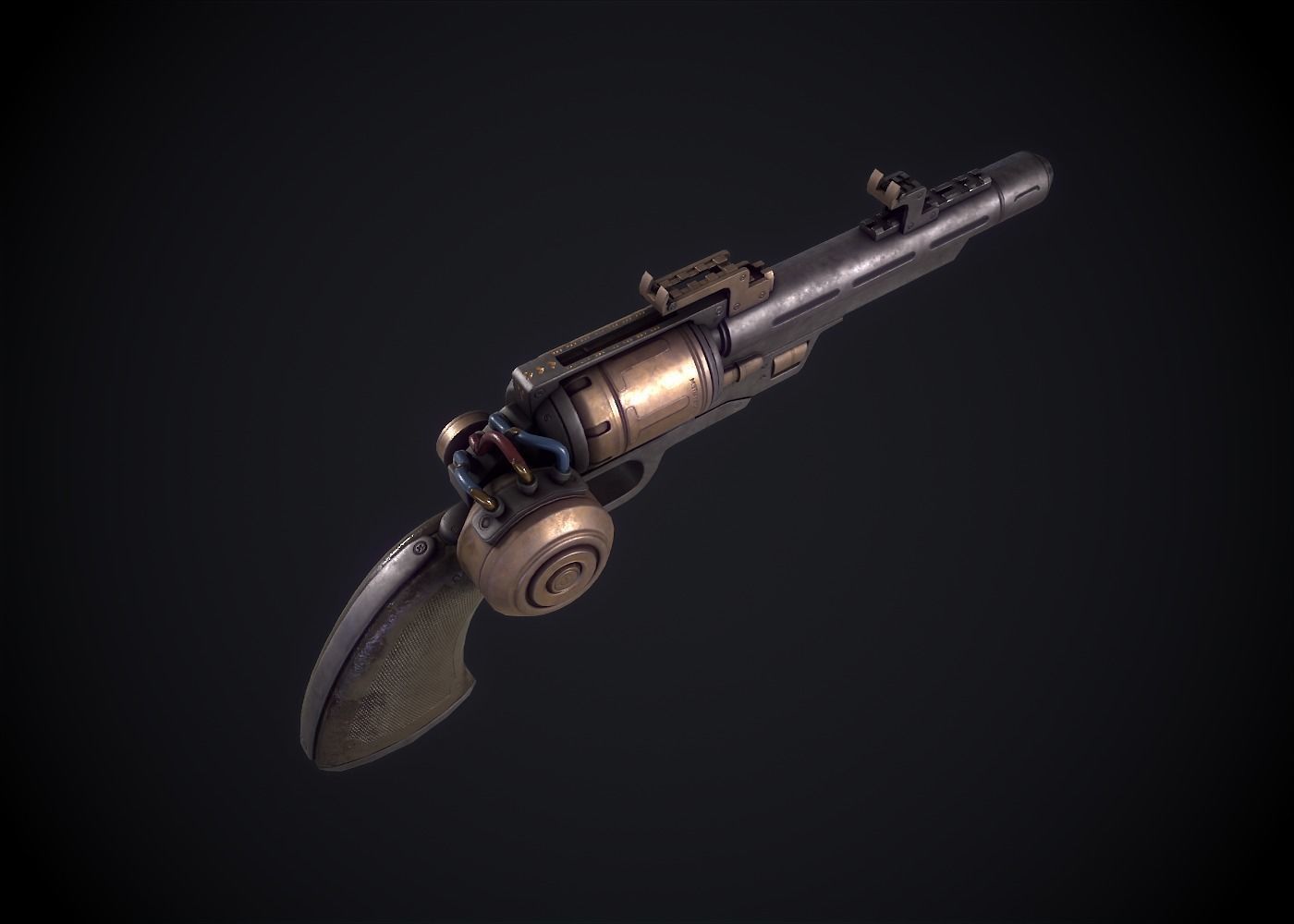 Sci-Fi Revolver Low-poly 3D model_2