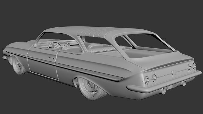 Chevrolet Impala 1961 Wagon 2Door 3D print model 3