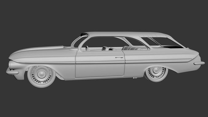 Chevrolet Impala 1961 Wagon 2Door 3D print model 2