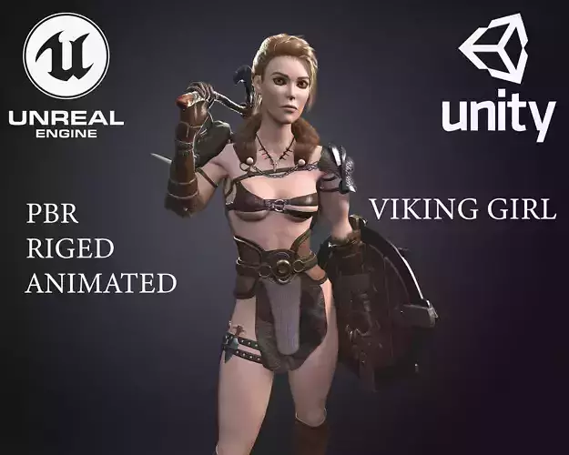Viking Girl Low-poly 3D model