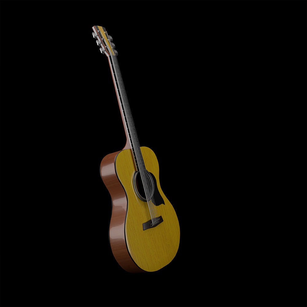 Guitar 3D model acoustic Low-poly 3D model_2