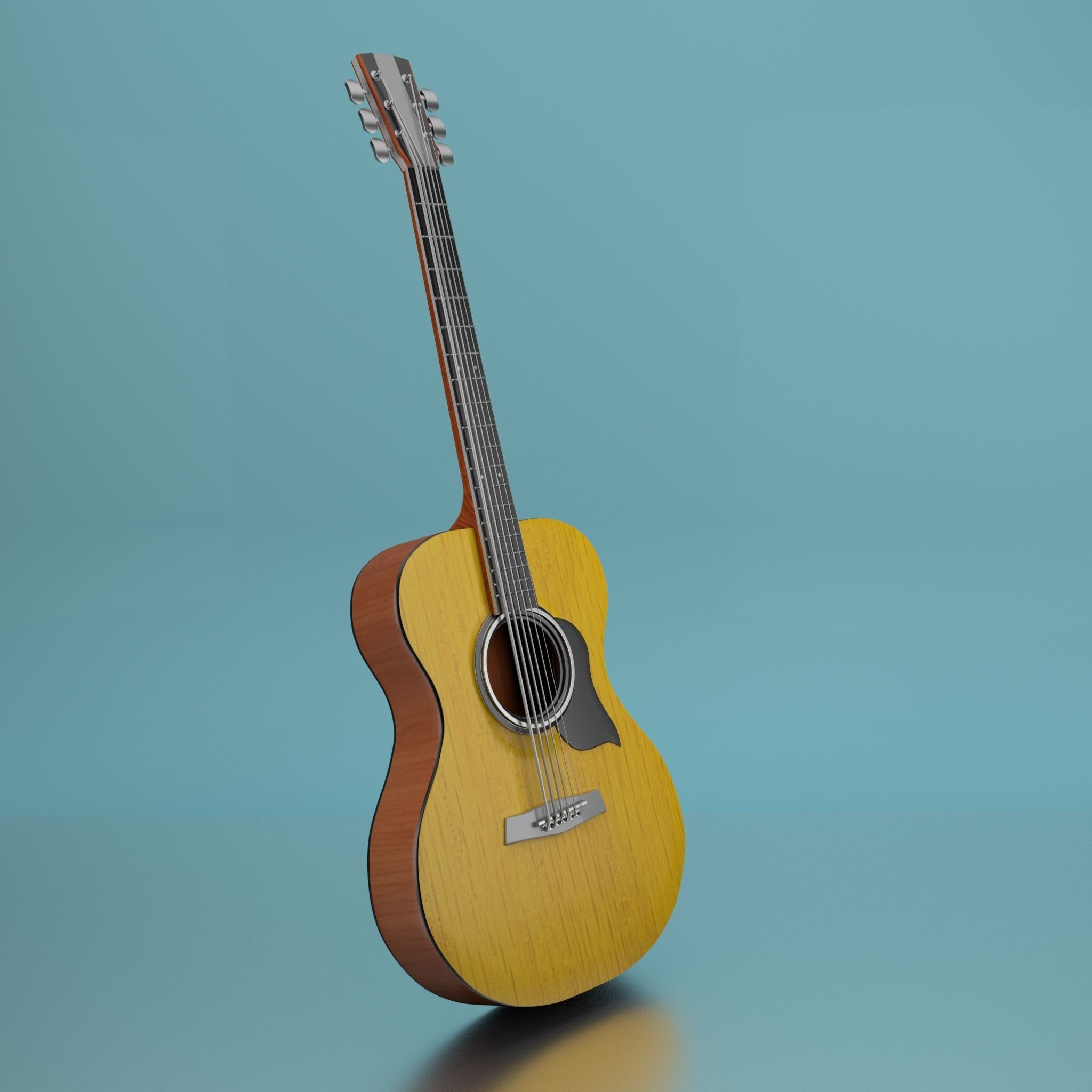 Guitar 3D model acoustic Low-poly 3D model_1