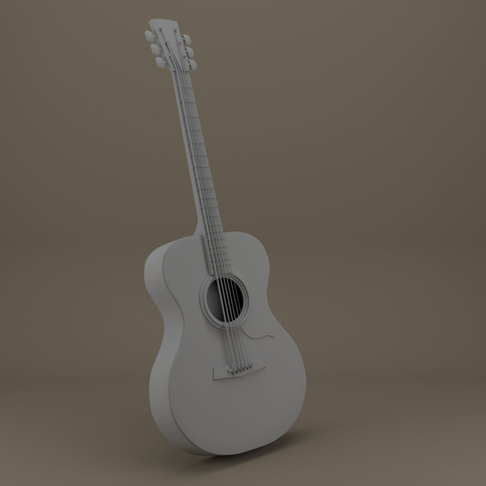Guitar 3D model acoustic Low-poly 3D model_5