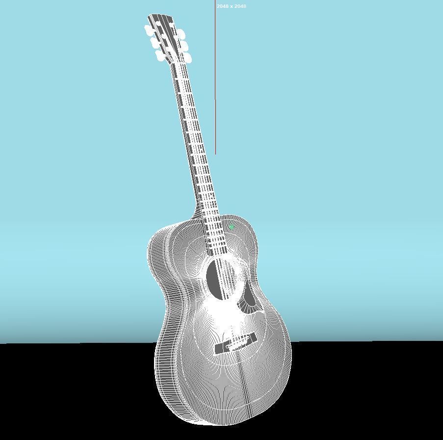 Guitar 3D model acoustic Low-poly 3D model_4