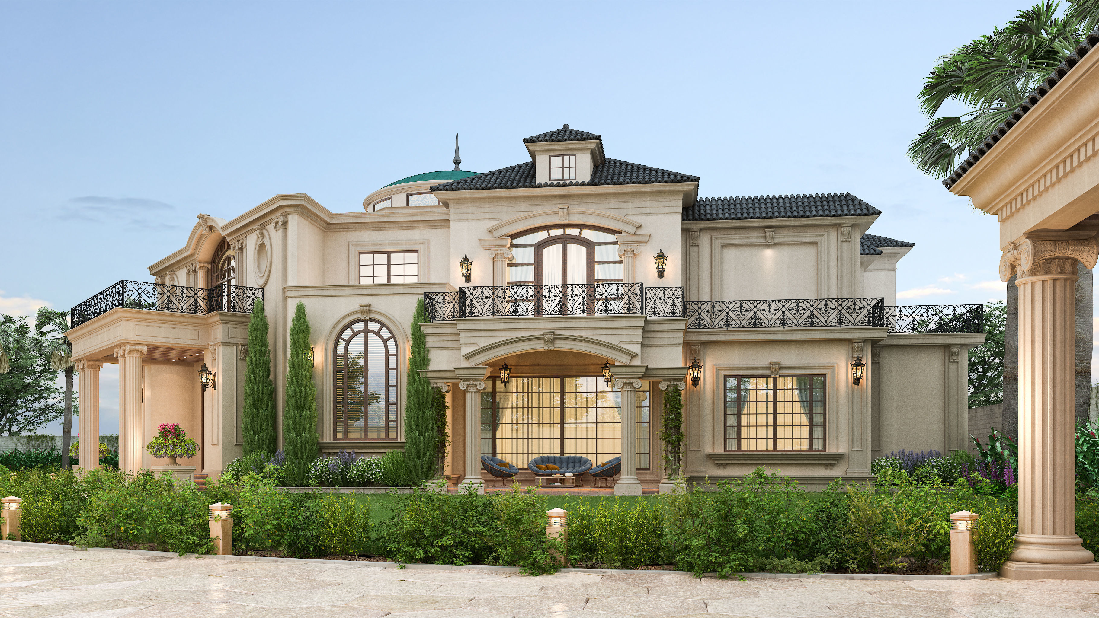 Residential Classic Villa House Exterior Scene 3D model 3D model_24