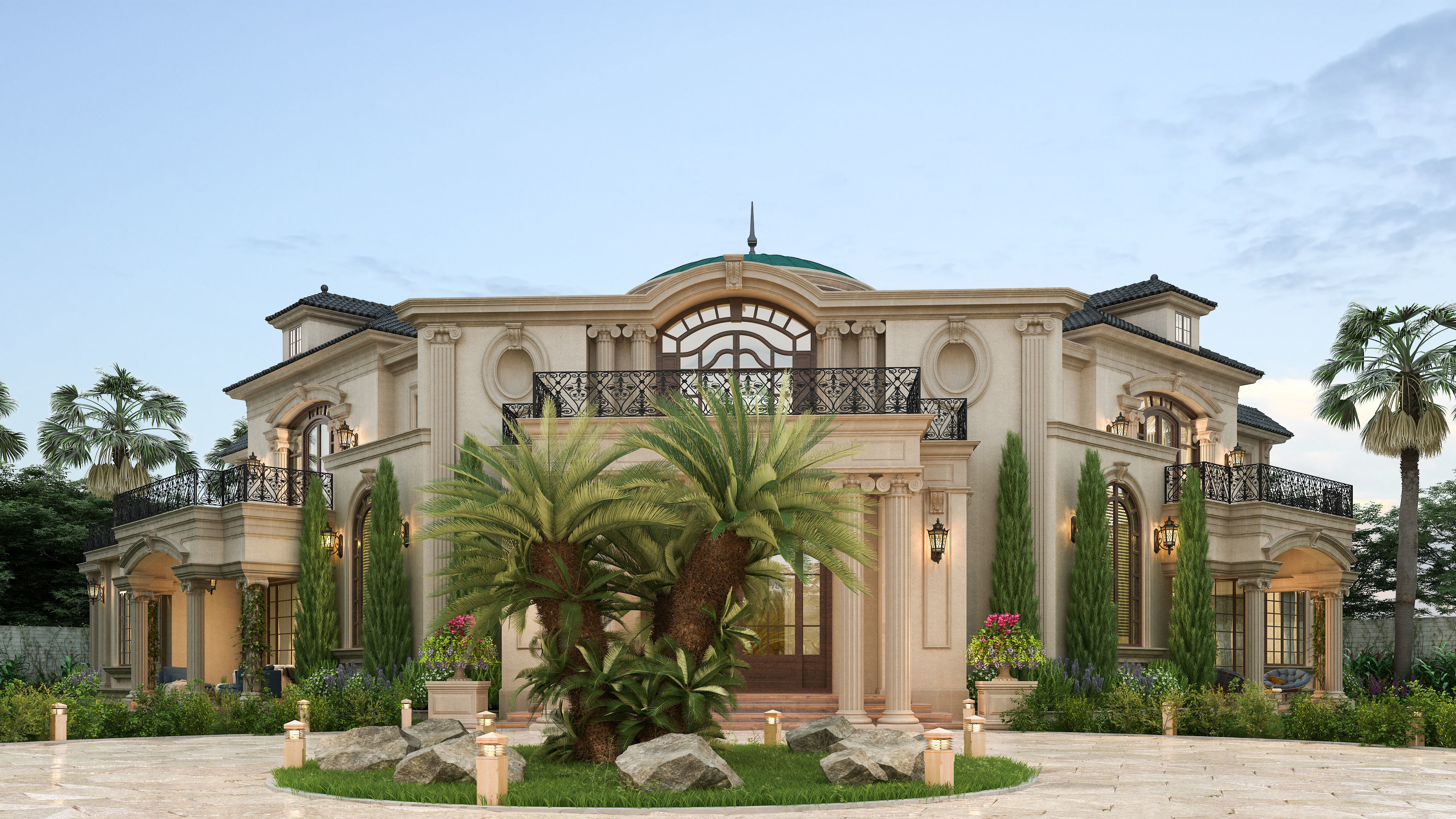 Residential Classic Villa House Exterior Scene 3D model 3D model_4