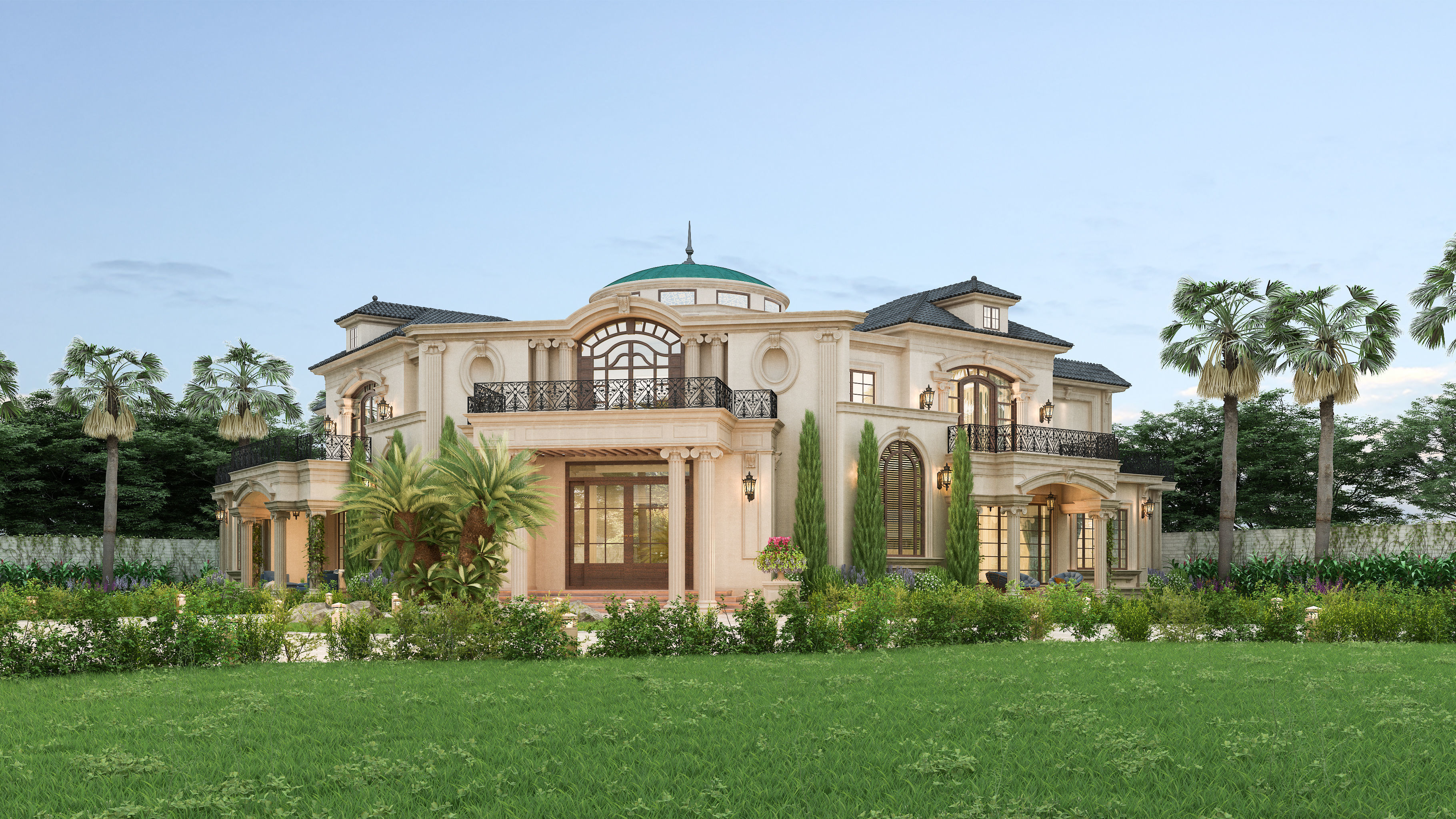 Residential Classic Villa House Exterior Scene 3D model 3D model_27