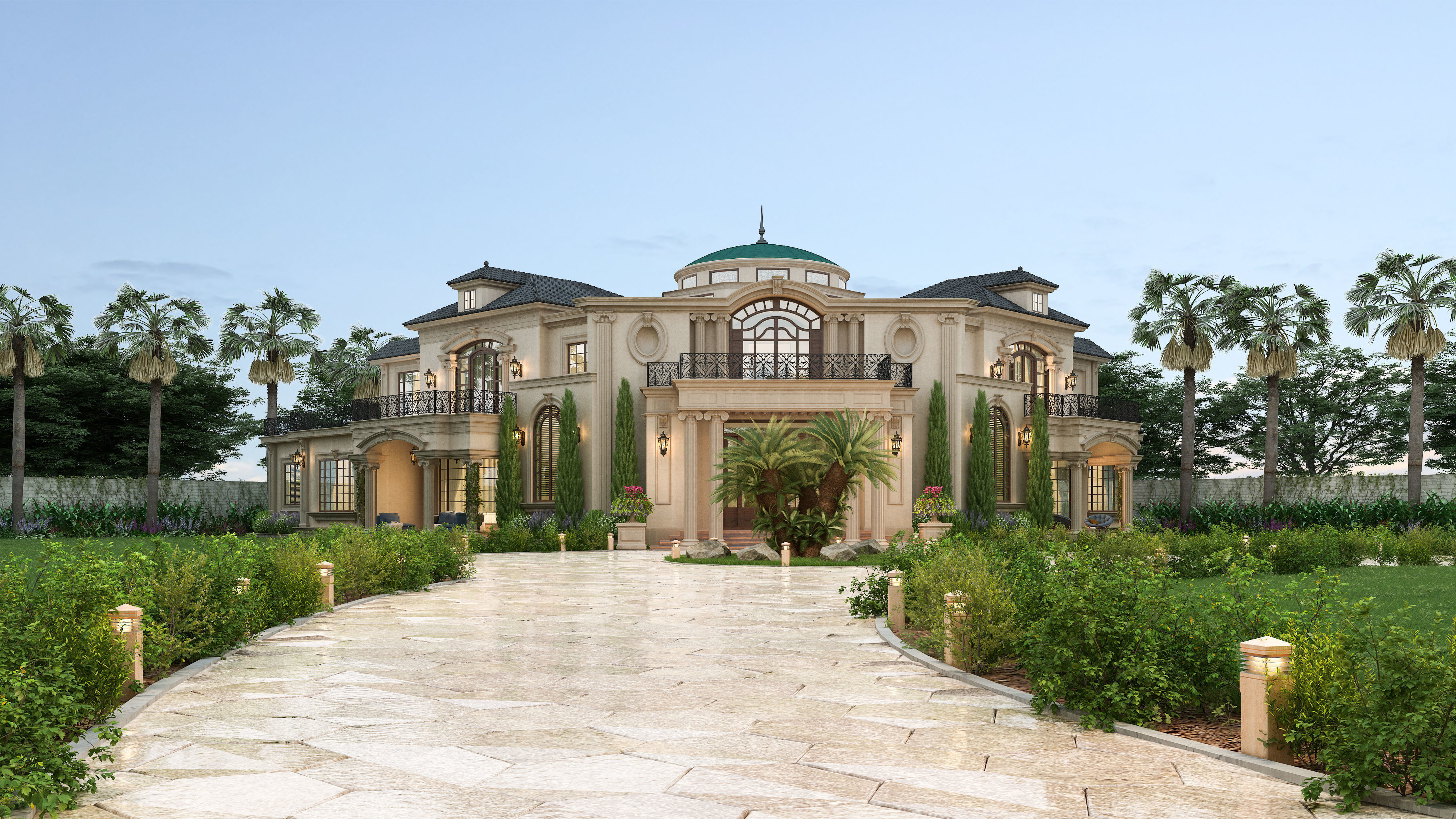 Residential Classic Villa House Exterior Scene 3D model 3D model_20