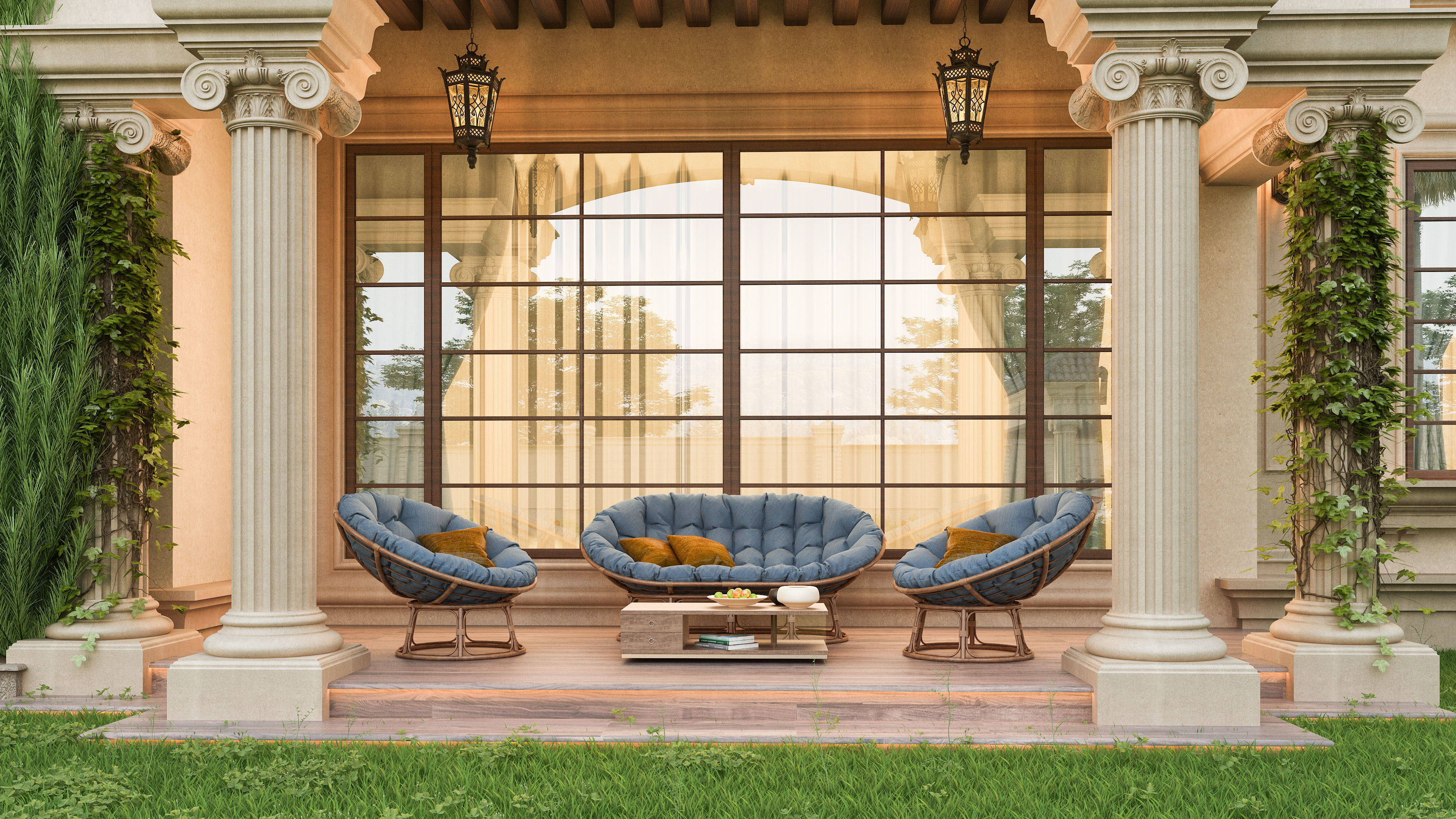 Residential Classic Villa House Exterior Scene 3D model 3D model_25