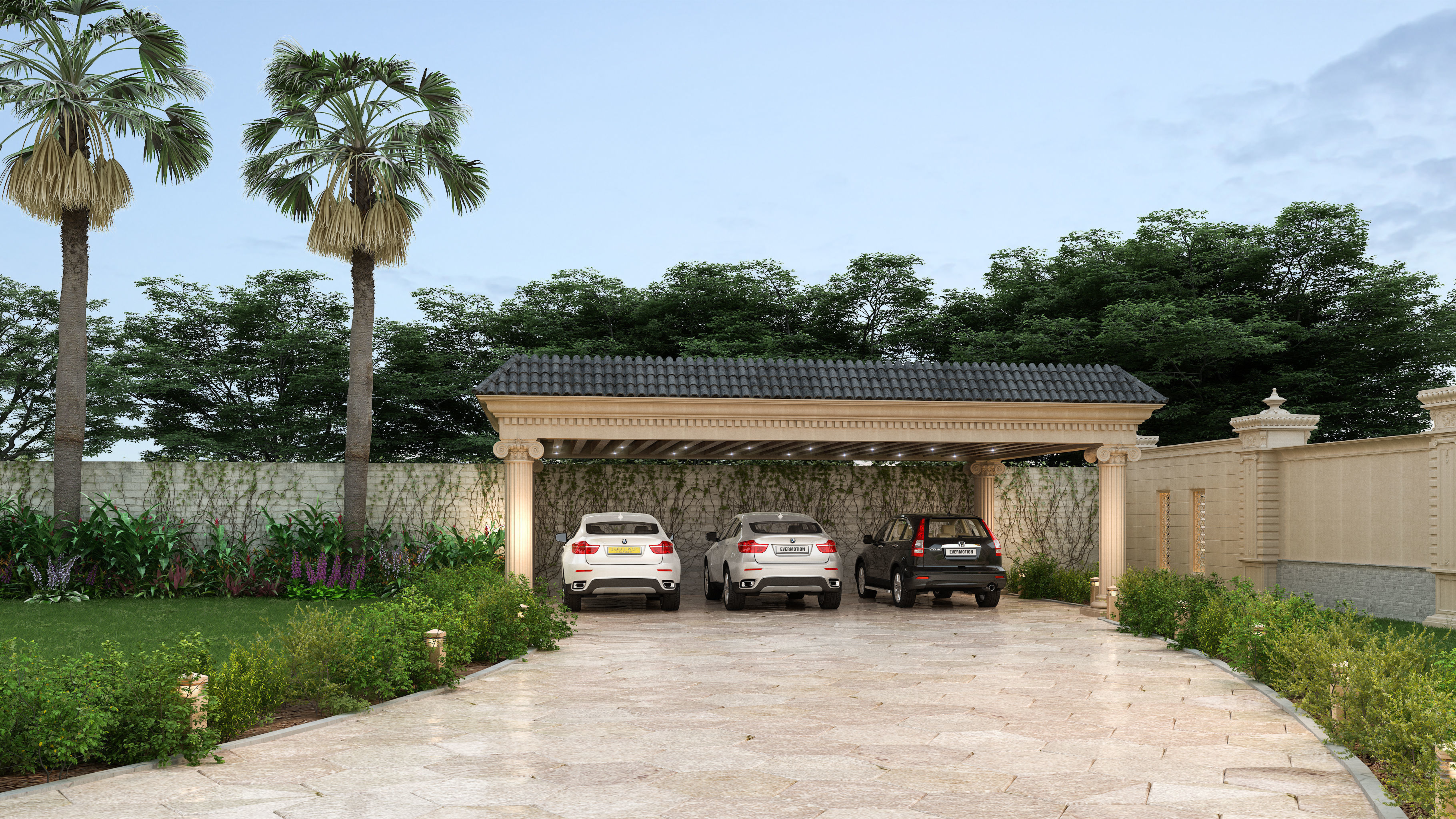 Residential Classic Villa House Exterior Scene 3D model 3D model_6