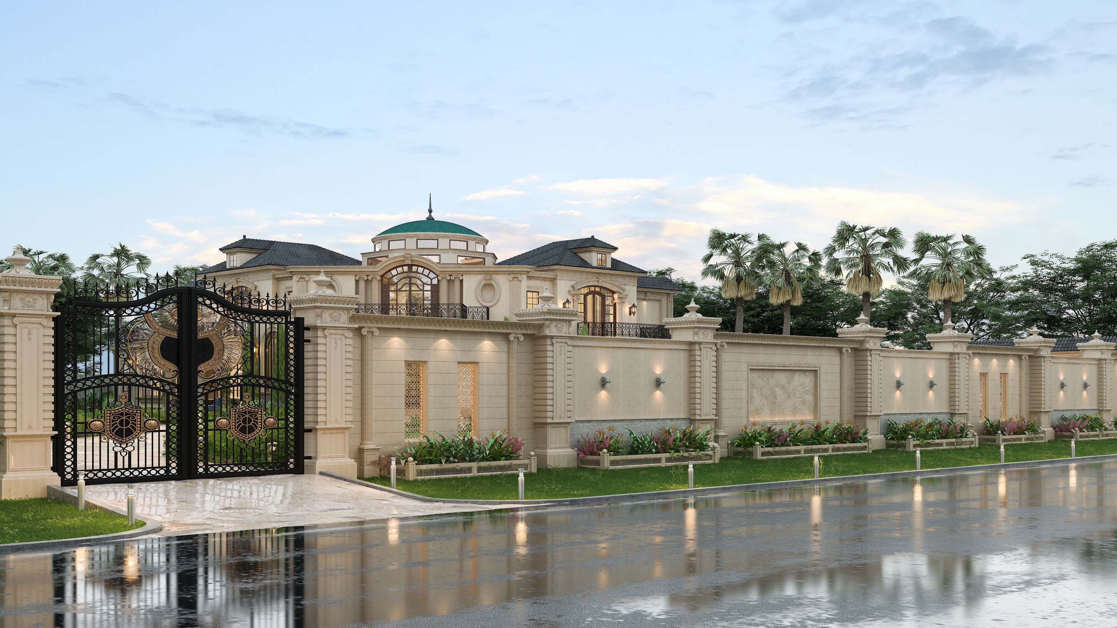 Residential Classic Villa House Exterior Scene 3D model 3D model_12